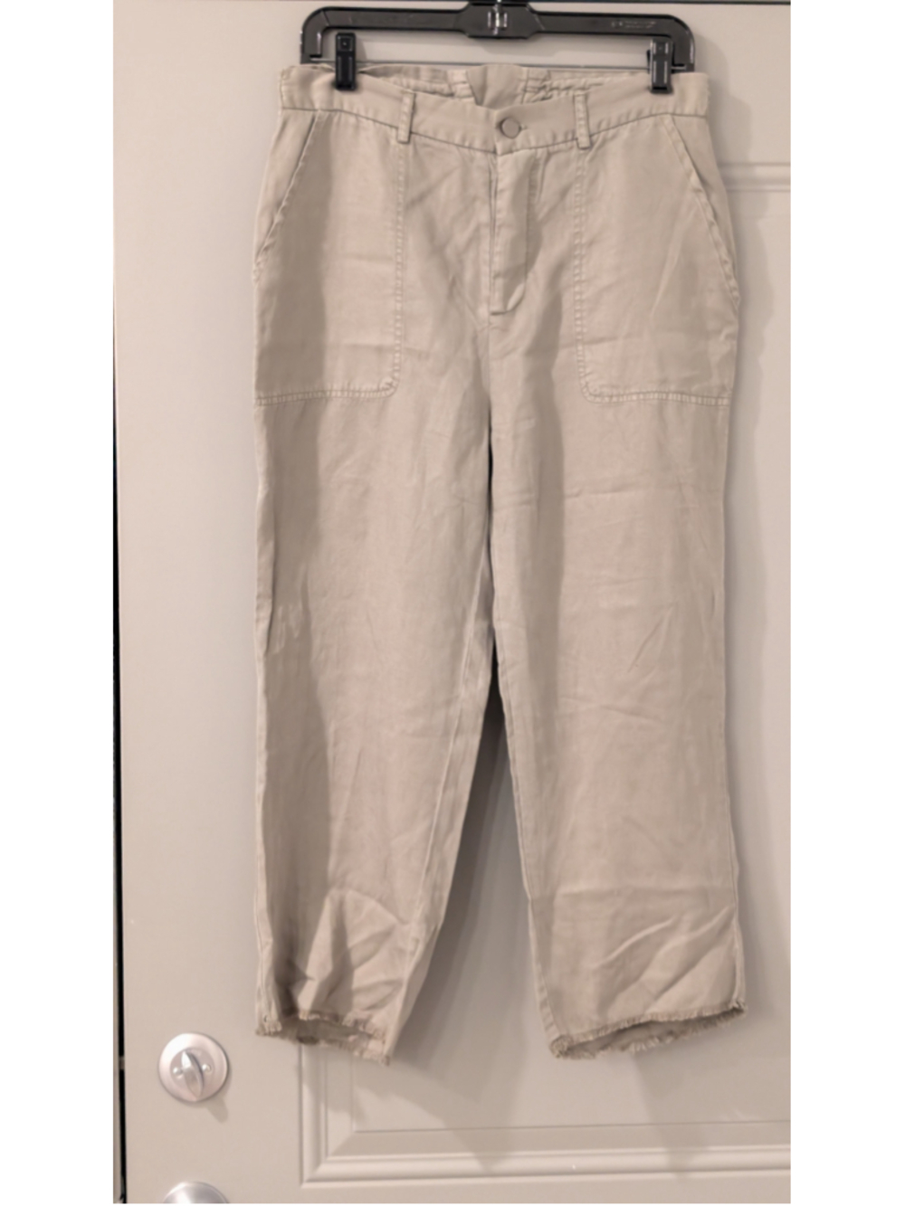 DL1961 size small Tencel Linen Utility Crop Pants green with Raw Hem
